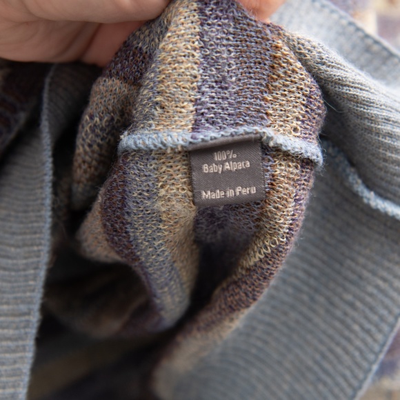 VTG VTG 100% Alpaca Wool Sweater COOGI Style Sz XL Colorful Stripes Grandpa Swea - Picture 4 of 5